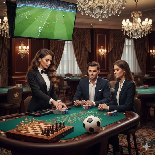 Luxury casino chips and a globe symbolizing global access